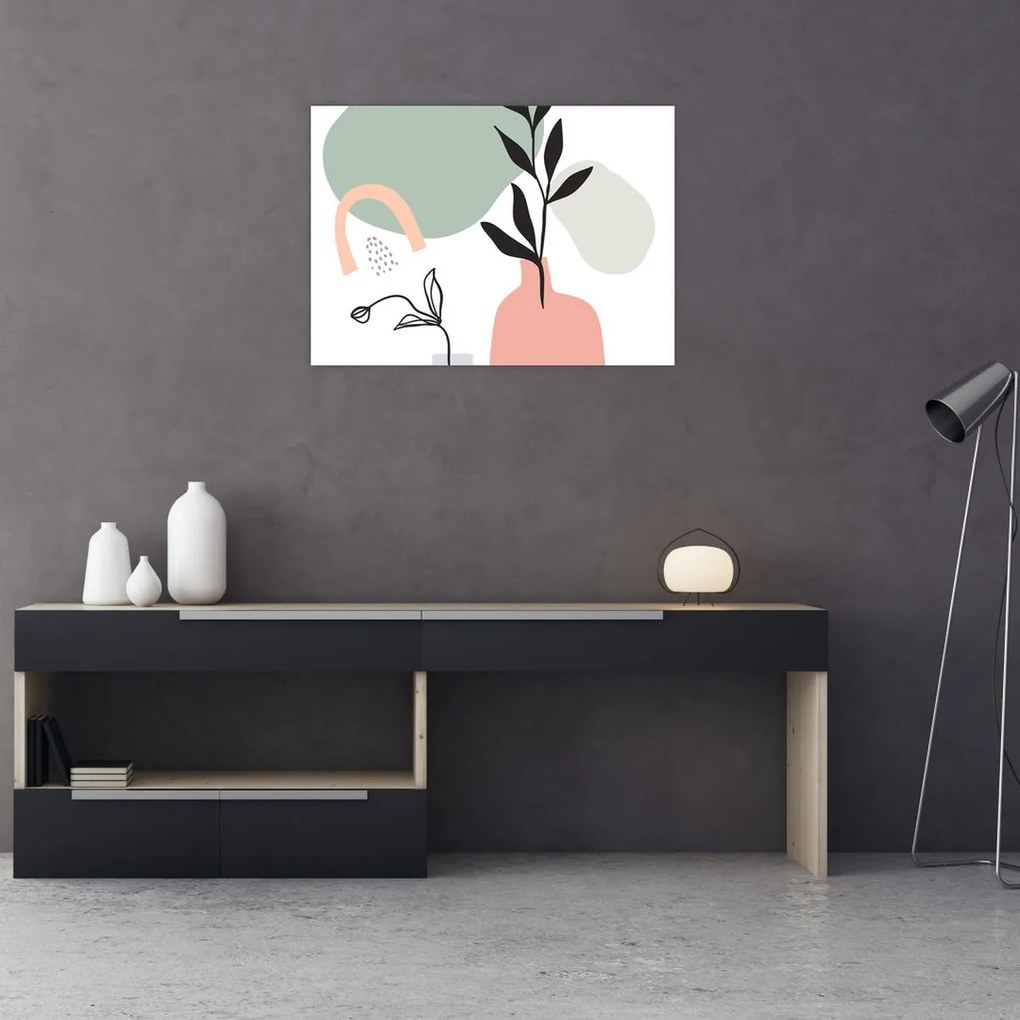 Tablou pe sticlă - Flori într-o vază N⁰3 (70x50 cm)