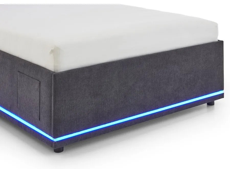 Pat pentru copii gri închis tapițat fără somieră 140x200 cm Circle – Meise Möbel