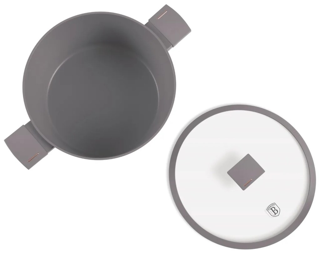 Oală cu capac 28 cm, 6.1L – Berlinger Haus Taupe Collection BH 8102, strat titan, potrivită pentru toate tipurile de plite și rețete