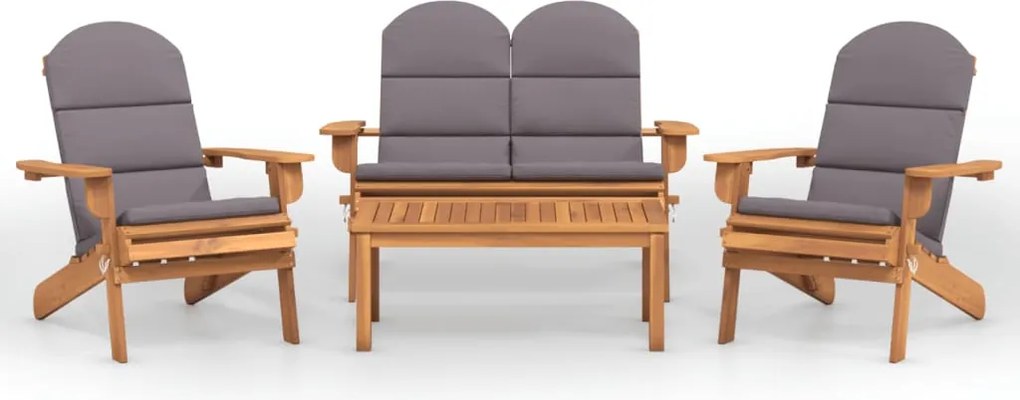 vidaXL Set mobilier de grădină Adirondack, 4 piese, lemn masiv acacia