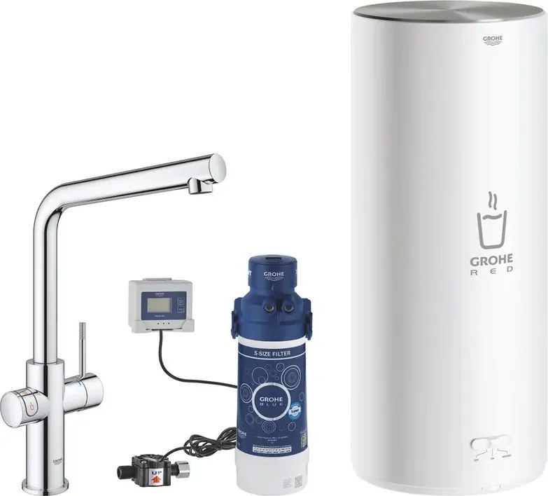 Baterie bucatarie Grohe Red Duo crom pipa tip L si boiler marimea L