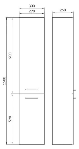 Dulap baie suspendat Cersanit Lara, 2 usi, 150 cm, alb Alb