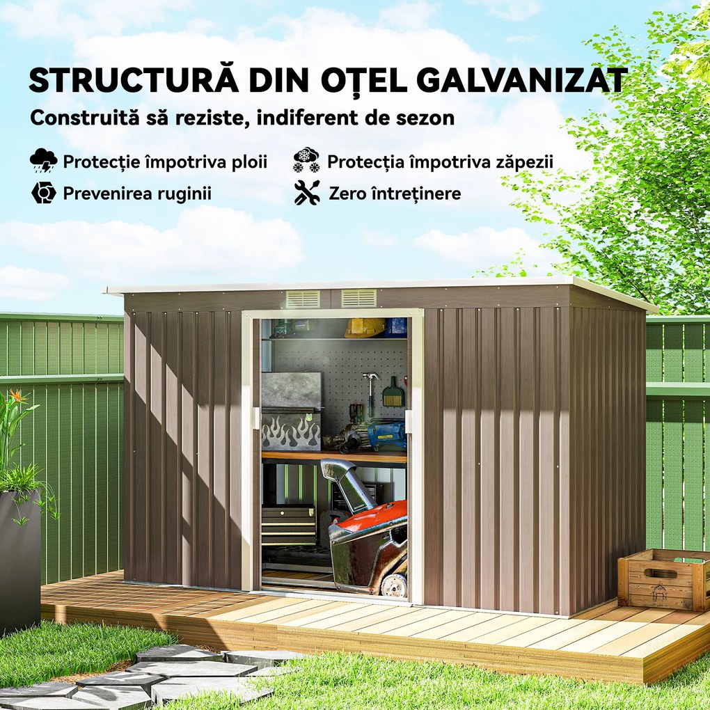 Outsunny Casuta pentru unelte de gradina, 277x130x173cm, verde | Aosom Romania
