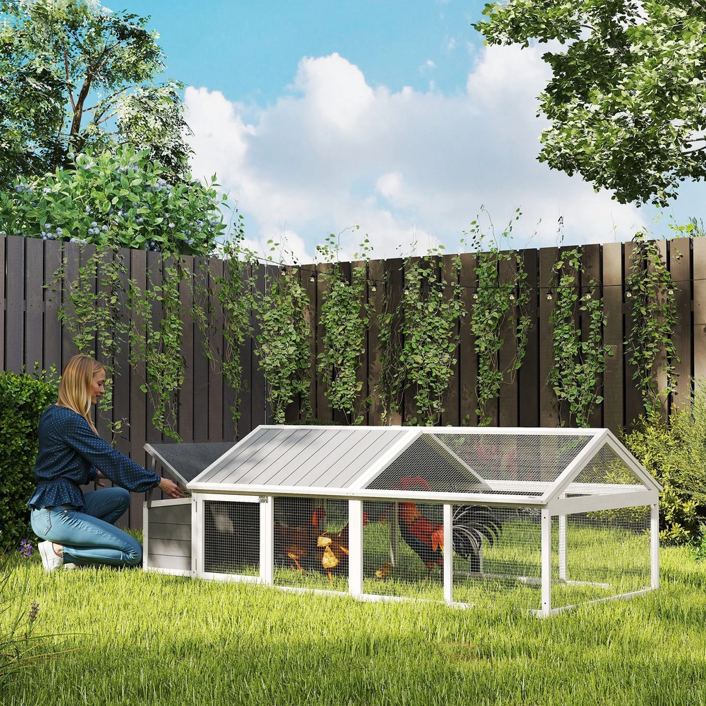 PawHut Coteț din Lemn pentru Găini cu Cuib și Acoperiș Rabatabil, pentru 4-8 Păsări | Aosom Romania
