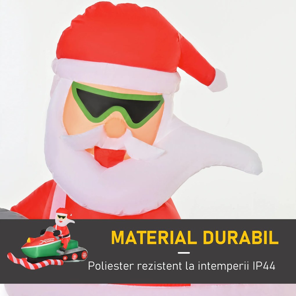 HOMCOM Mos Craciun gonflabil cu Lumini LED Integrate, Ornament de Craciun pentru Exterior, Decoratiune de exterior | Aosom Romania