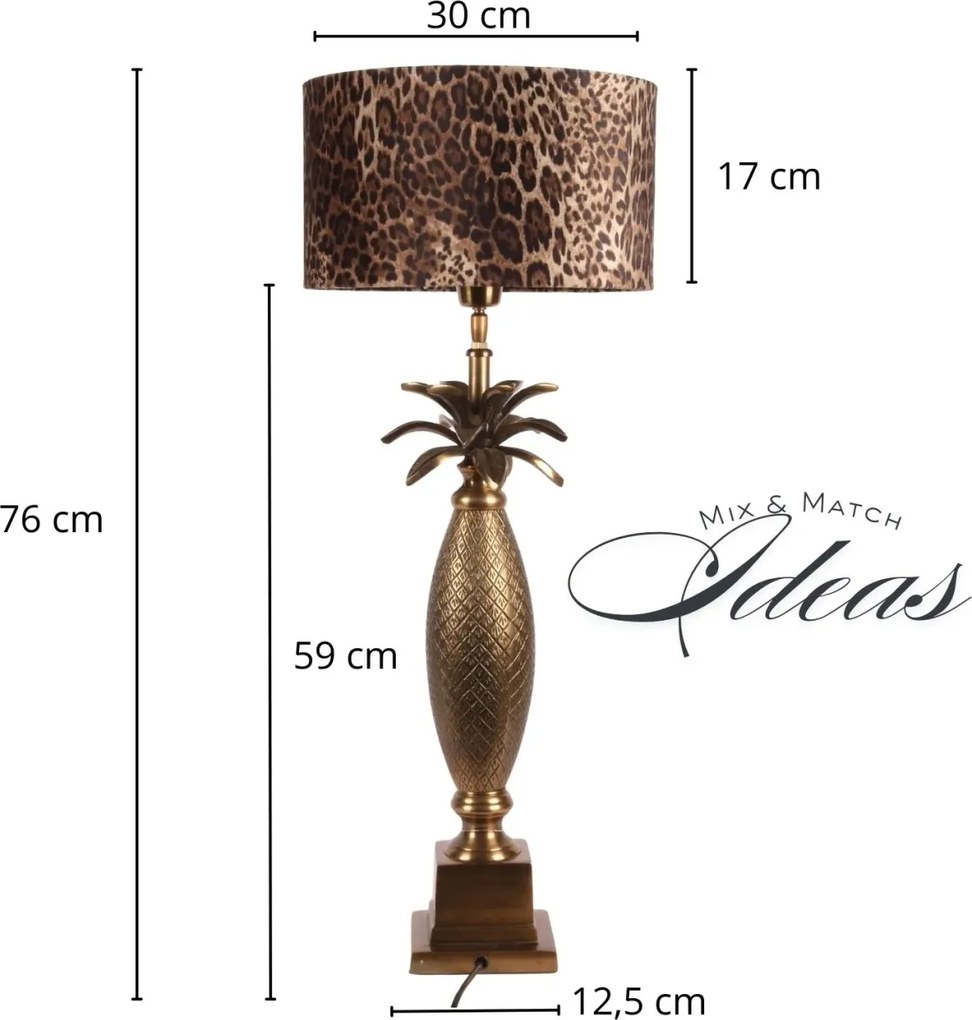Lampă de masă din aluminiu, auriu, finisaj antichizat, 63 x 19 cm, „Gobelin”