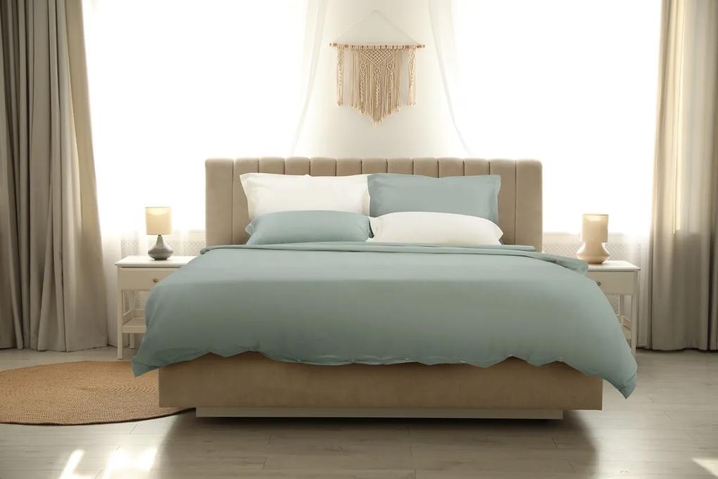 Lenjerie de pat, 2 persoane, 100% Bambus, 6 piese, 200x220 cm, Sage/Ivory