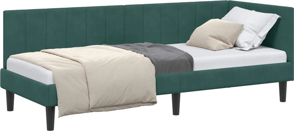 vidaXL Cadru de pat colțar Verde închis 80 cm x 200 cm Catifea