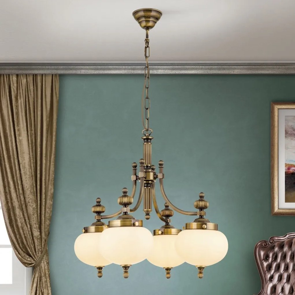 Lustra suspendata eleganta stil clasic Nostalgie 4L patina/ champagne