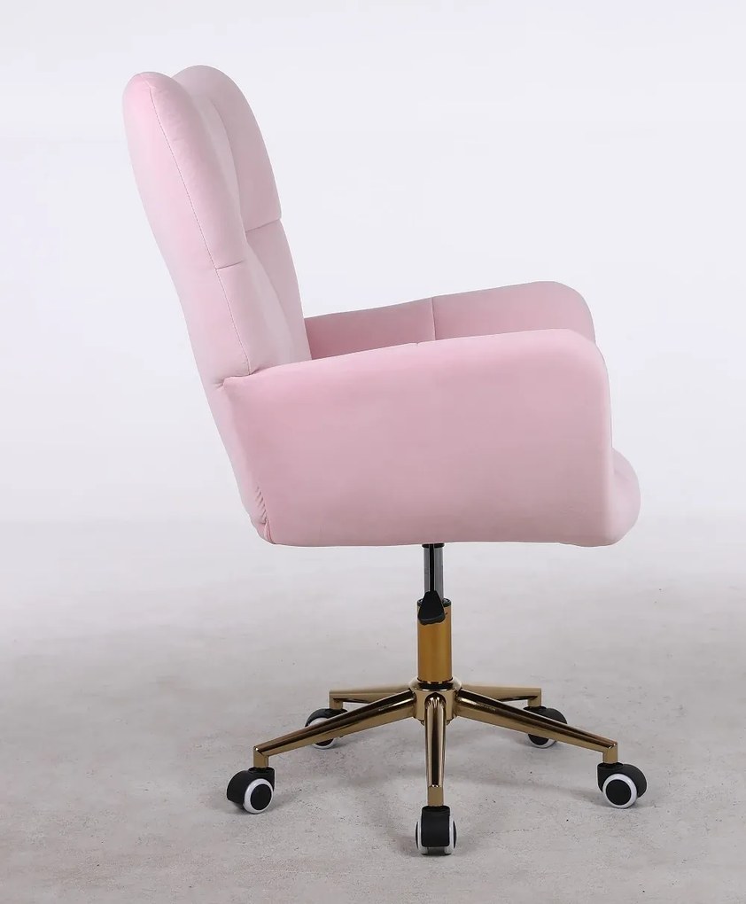 Scaun birou, rotativ, baza metalica, tapițerie catifea, Roz