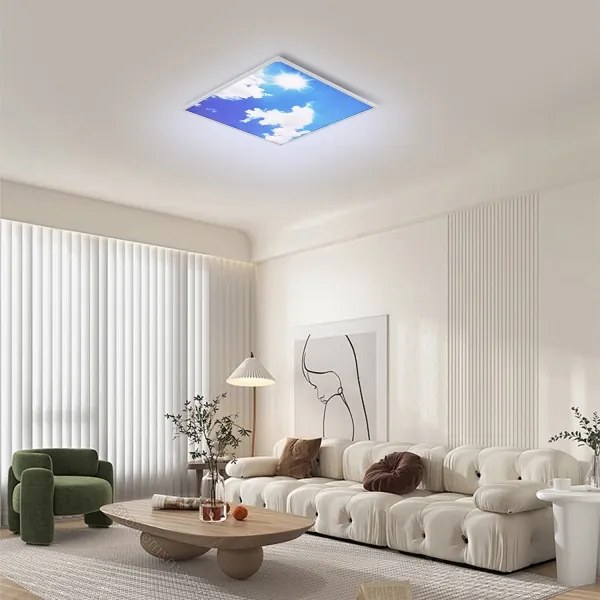 Brilagi-LED SLIMFRAME SKY – corp de iluminat LED dimabil, 58W, 230V, 60x60 cm, argintiu/albastru + telecomandă