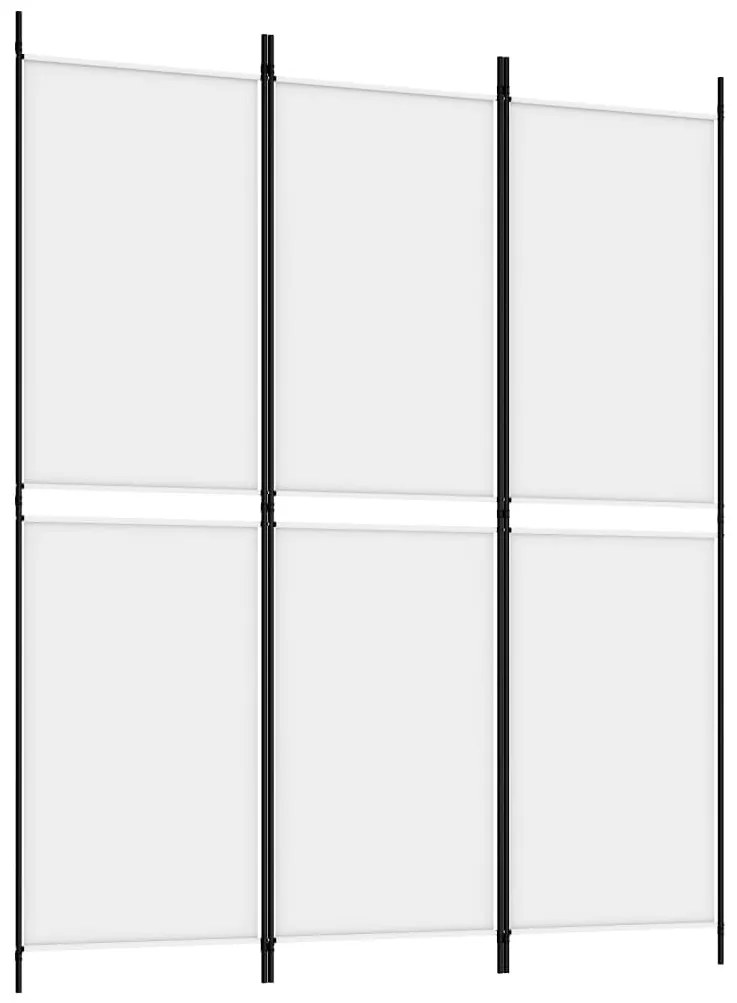 350210 vidaXL Paravan de cameră cu 3 panouri, alb, 150x180 cm, textil
