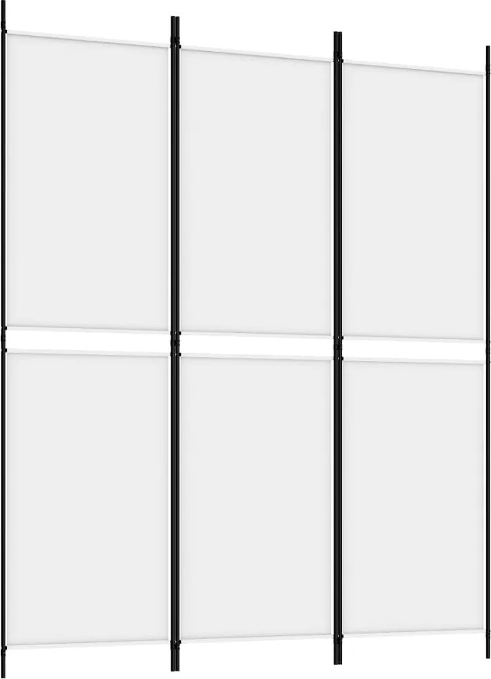 vidaXL Paravan de cameră cu 3 panouri, alb, 150x180 cm, textil