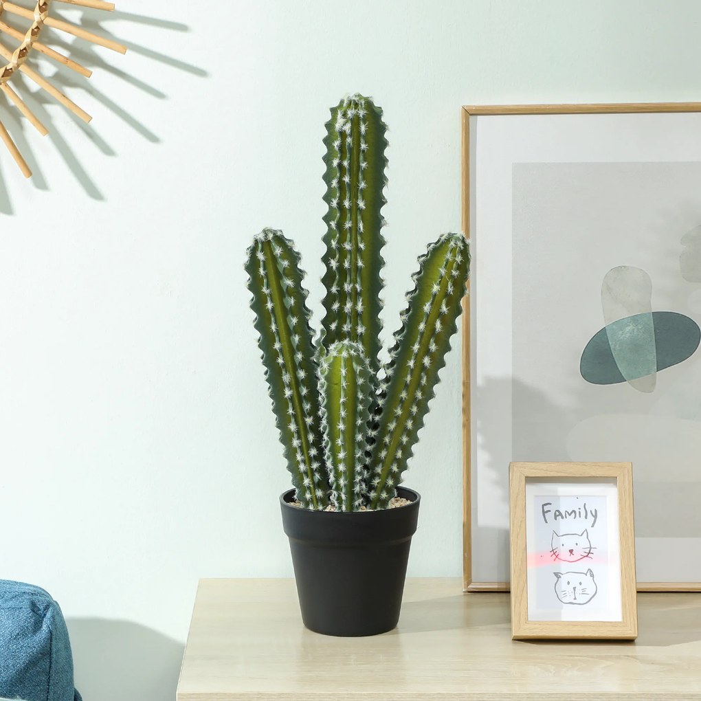 HOMCOM Plantă artificială Cactus 53 cm în ghiveci pentru casă, birou | Aosom Romania