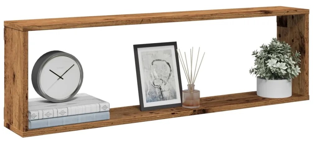 vidaXL Rafturi de perete cub, 2 buc., lemn vechi, 100x15x30 cm, lemn