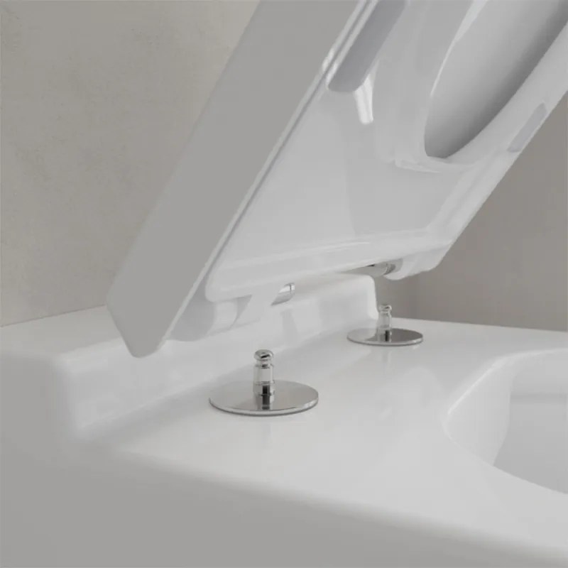 Set vas wc suspendat, Villeroy & Boch, Finion, cu capac soft close si quick release, alb alpin