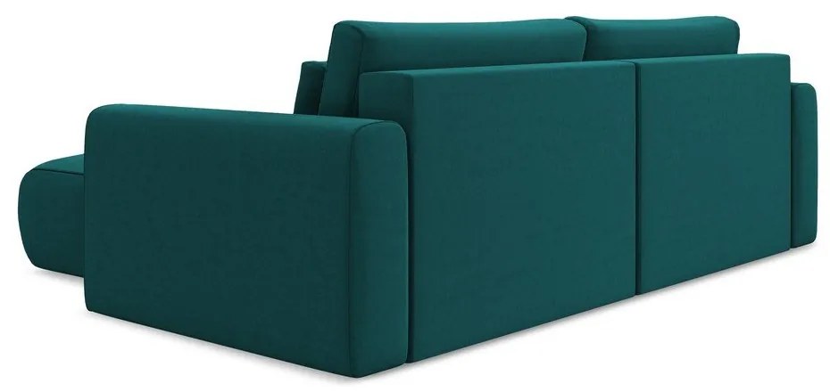 Colțar turcoaz extensibil/cu spațiu de depozitare cu tapițerie din catifea (cu colț pe partea dreaptă/cu șezlong) Kapua – Makamii