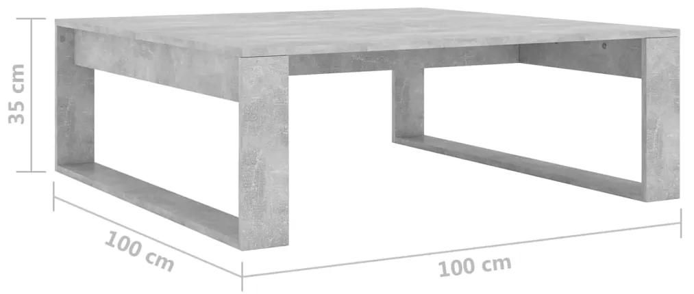 Masuta de cafea, gri beton, 100x100x35 cm, PAL Gri beton, 1