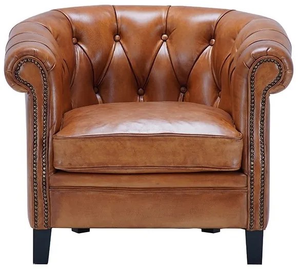 Fotoliu Chesterfield, maro, din piele naturala