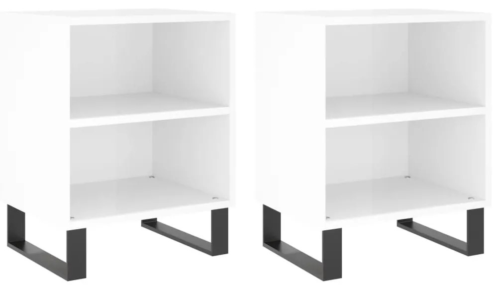 vidaXL Noptiere, 2 buc., alb extralucios, 40x30x50 cm, lemn compozit