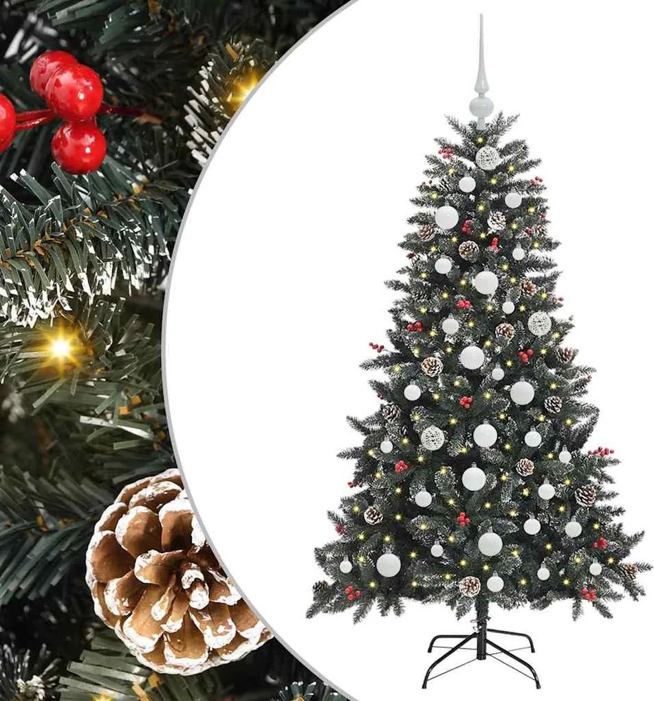 vidaXL Brad de Crăciun artificial Verde 150 cm PVC și Plastic și Oțel