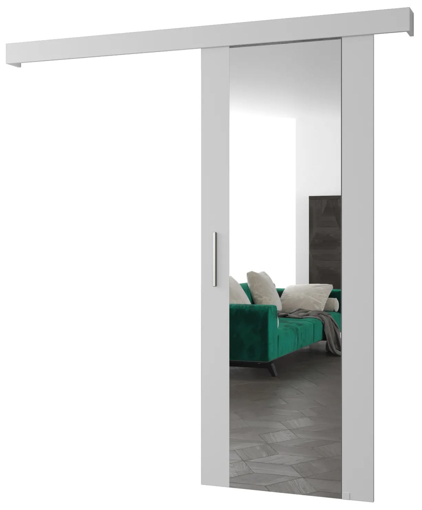 Uși culisante 90 cm Sharlene II (alb mat + alb mat + argintiu) (cu oglindă). 1043637