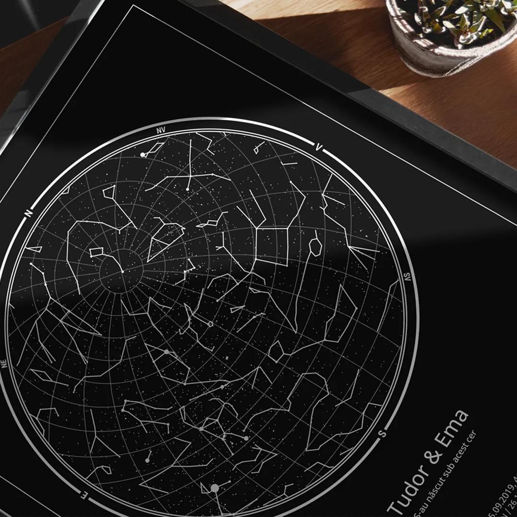 Tablou personalizat cu harta stelelor, 30x40cm