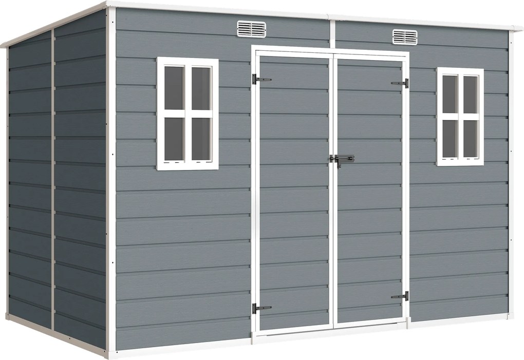 Outsunny Căsuță de Grădină pentru Depozitare Unelte 4.96m² Gri | Aosom Romania