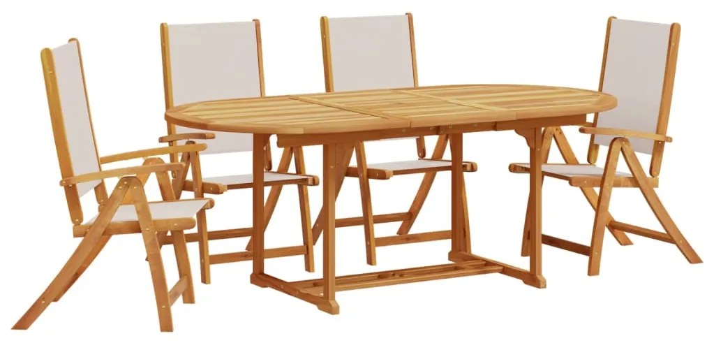 3279286 vidaXL Set mobilier de grădină, 5 piese, lemn masiv acacia/textilenă