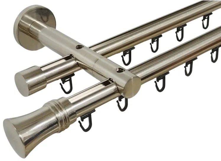 Galerie dubla teava profil capri ,prindere perete 19/19 inox (Alege marime: 140 cm)