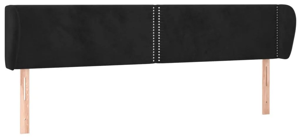 Tablie de pat cu aripioare negru 183x23x78 88 cm catifea 1, Negru, 183 x 23 x 78 88 cm