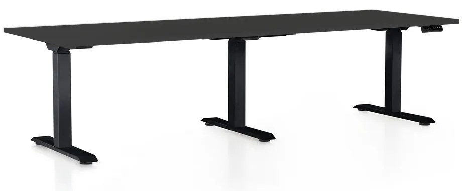 Masa inaltime reglabila OfficeTech Long, 240 x 80 cm, bază neagră, negru