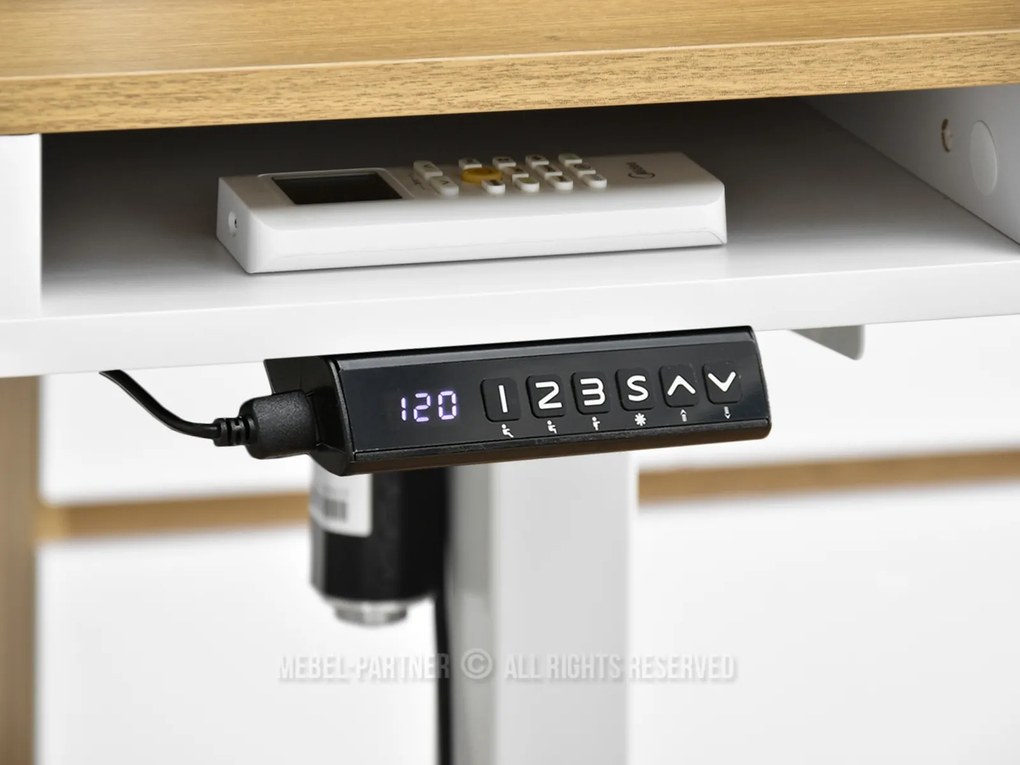 Masă PC Osto 120 (stejar alb + negru). 1109814