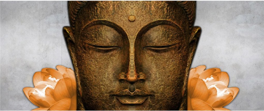 Tablou cu statuie cu detaliu a feței (120x50 cm)