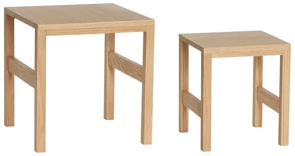 Măsuțe auxiliare 2 buc. cu aspect de lemn de stejar 40x40 cm Puzzle – Hübsch