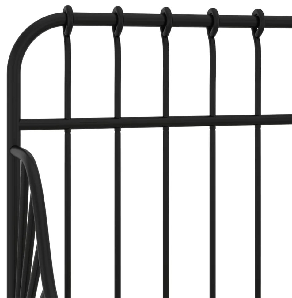 Cadru de pat extensibil, negru, 80x130 200 cm, metal Negru