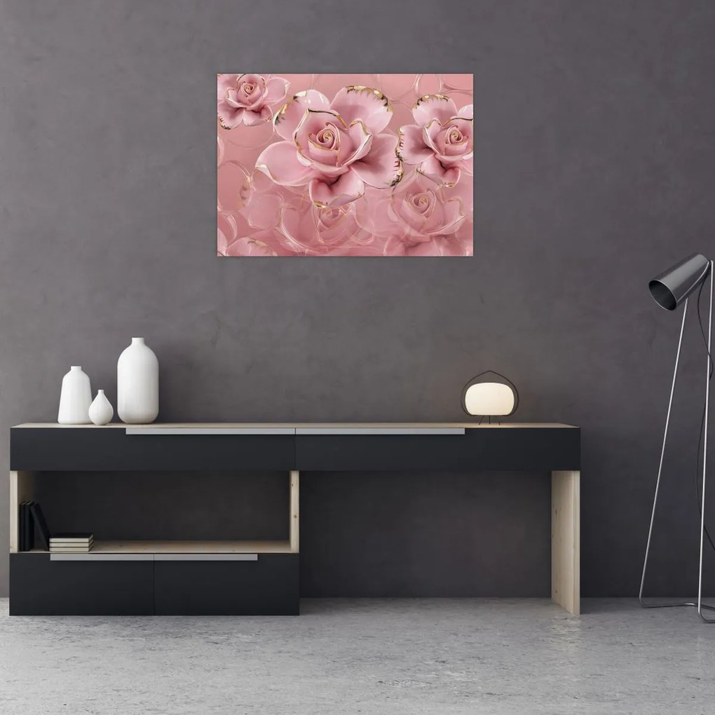 Tablou pe sticlă - Decor floral (70x50 cm)