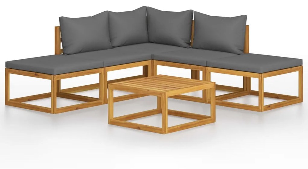 45913 vidaXL Set mobilier grădină cu perne, 6 piese, lemn masiv acacia