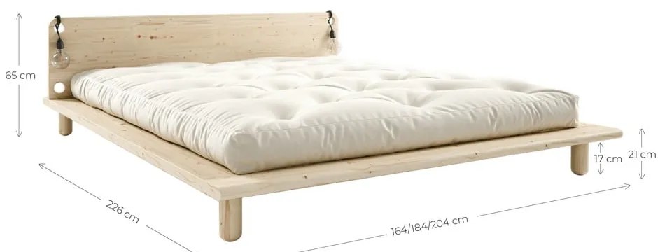 Pat matrimonial din lemn masiv de pin cu somieră 140x200 cm Peek – Karup Design