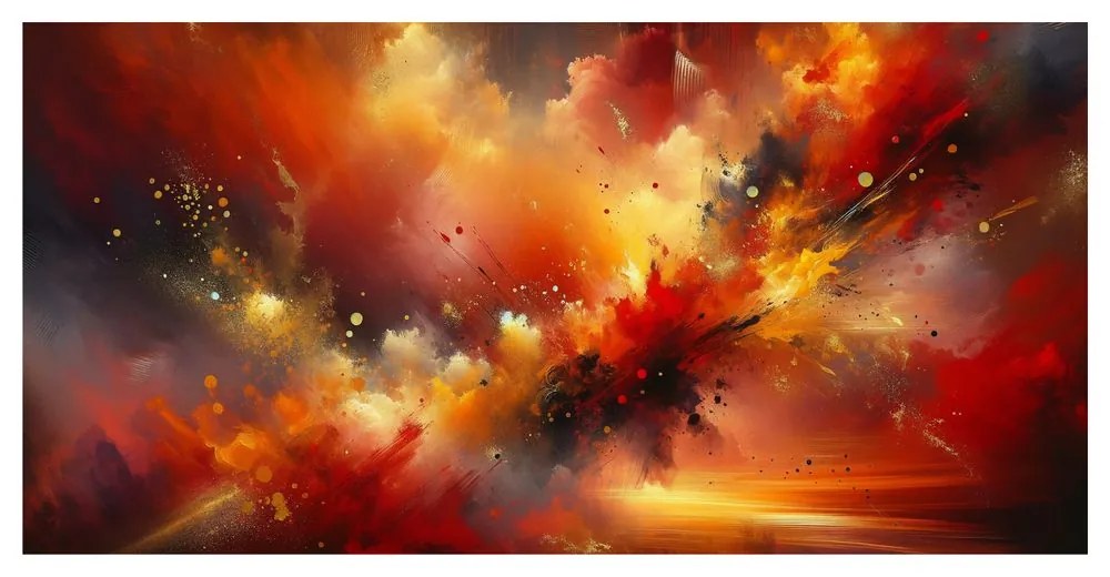 Tablou furtună abstractă în flăcări
