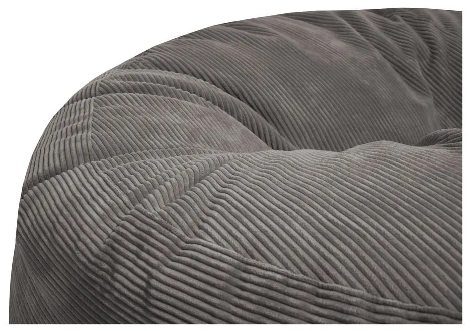 Fotoliu bean bag gri închis cu tapițerie din catifea reiată Roll 190 – SLOWDOWN