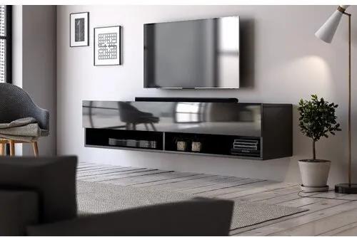 Comoda TV Wescott, 30x140 x31 cm, negru mat / luciu negru