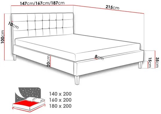 Pat matrimonial 140 cm Marona (violet) (cu somieră). Promo -17%. 1104174