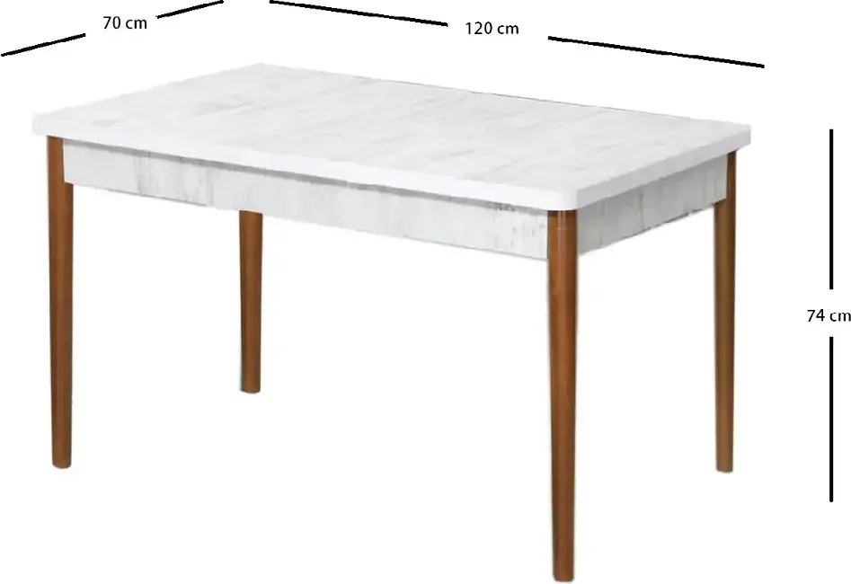 Masa bucatarie Brigitte, culoare bej si nuc, 120 cm