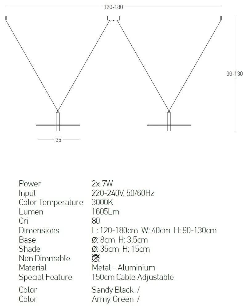 Lustra LED decorativa design modern Kurt 2L negru