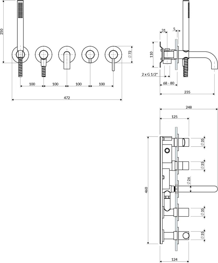 Omnires Y baterie cada-dus ascuns    Y1237-1SNI