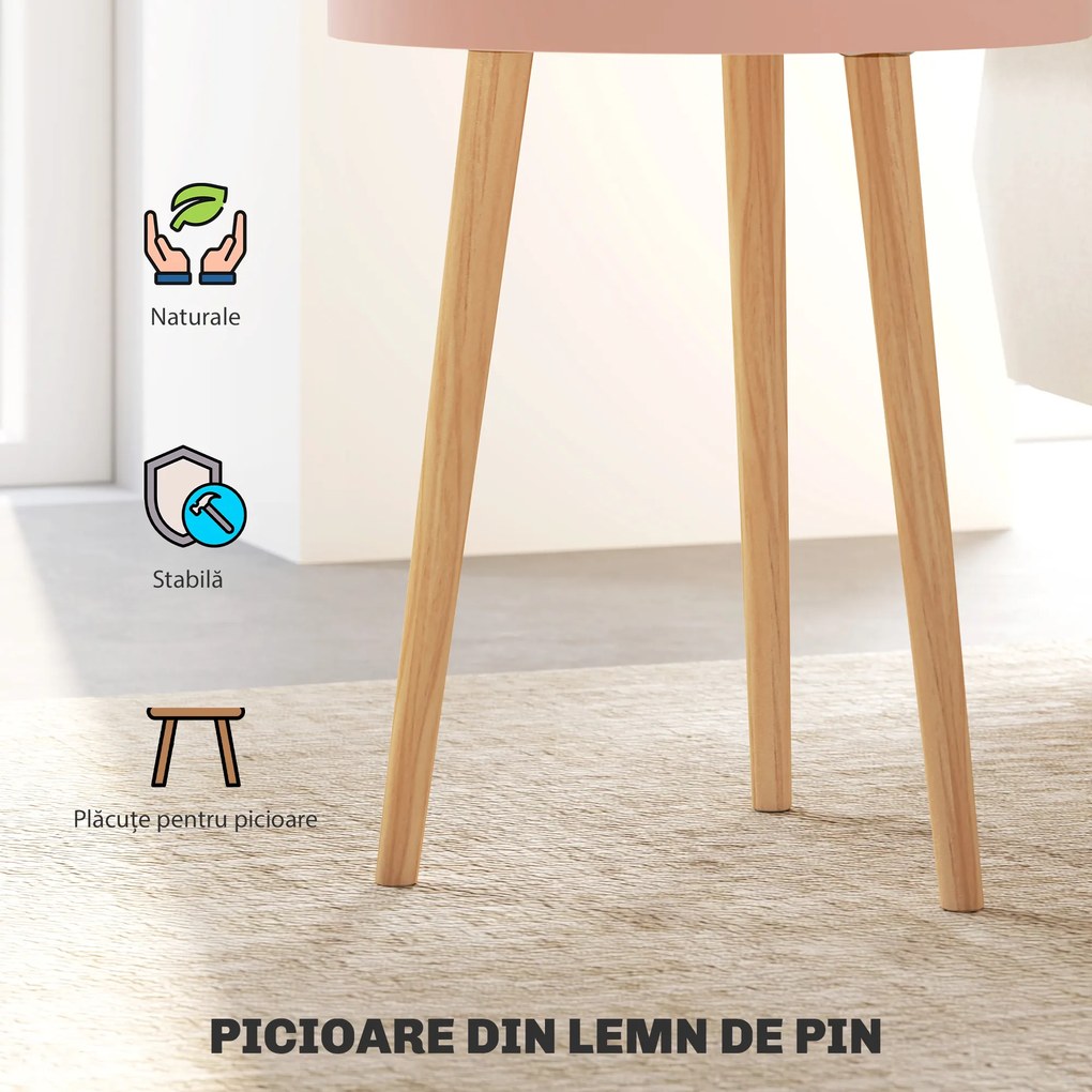 HOMCOM Set de 2 Mese Totunde de Cafea cu 3 Niveluri, 2 Spații de Depozitare și Tavă Detașabilă, Φ35x65,5 cm, Multicolor | Aosom Romania
