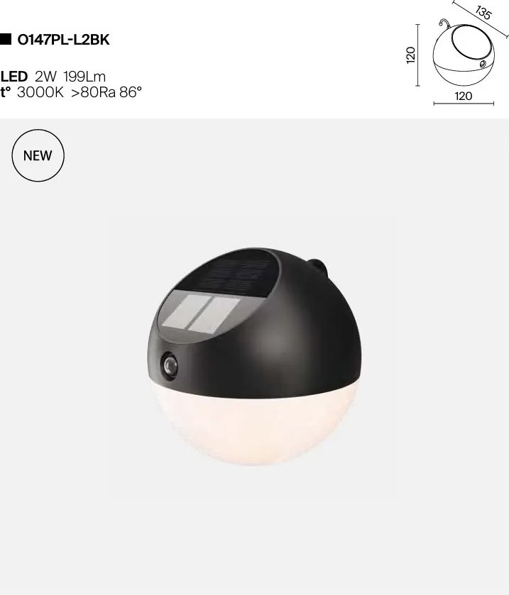 Lampa solara cu senzor de miscare IP65 Lactea