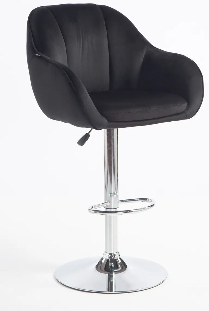 HR2055W Scaun Neagră din Catifea cu Bază Cromata