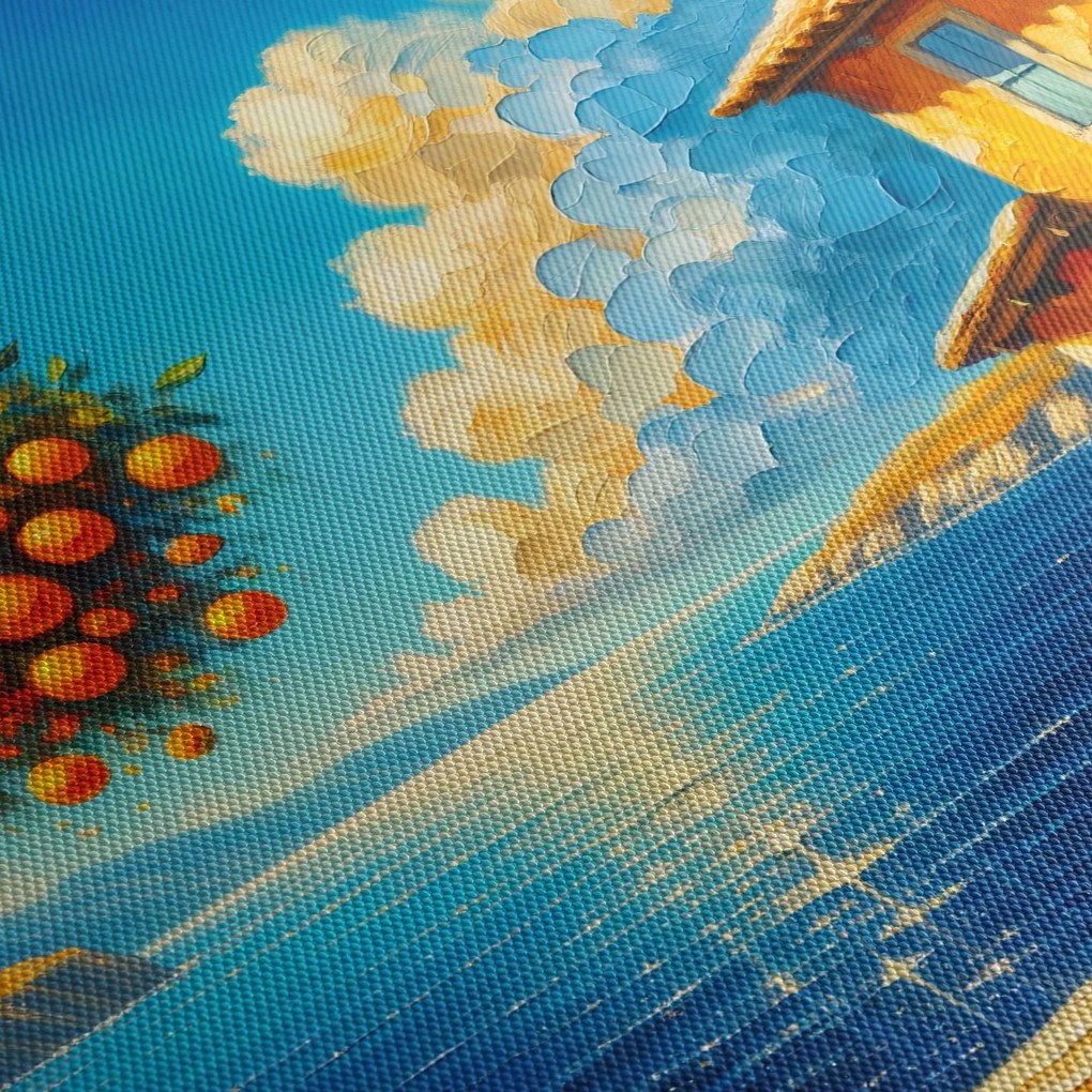 Tablou - Casă cu portocale II. (cu ceas) (90x30 cm)